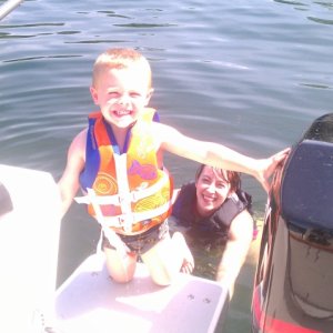 At anchor on Lake Sammamish. Lunch in the Cabin and Swim to cool off!