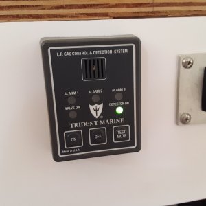 Media 'lpg control panel.  turns on/off solenoid and an alarm.  there is a sensor under the galley' in album 'cutting out the drain for the livewell'