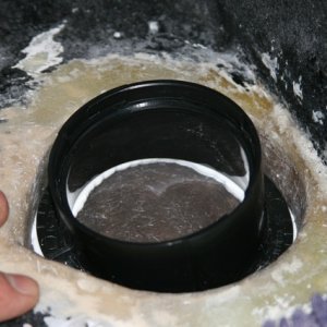 Media 'after feathering it out some to fit the housing perfectly, silicon was recommended to seal, before filling the outer cavity with glass and resin...' in album '2006C View from above.jpg'