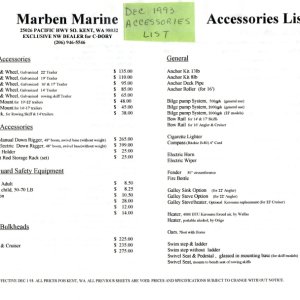 C-Dory Brochure 
Dec 1993 Pg 1
Accessories List