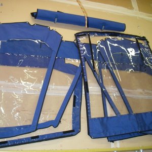 camper enclosure stored hung flat -no folds!