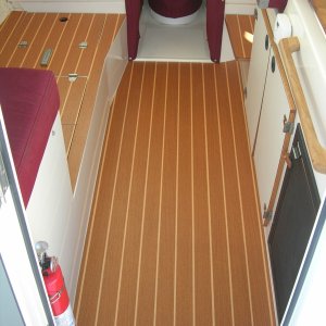 Looking towards the bow without the forward sliding dinette seat in place