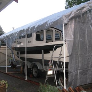 Winter cover. Port side open for access