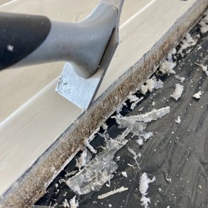 Another boater lent me this great little pull scraper to clean up the parameter.