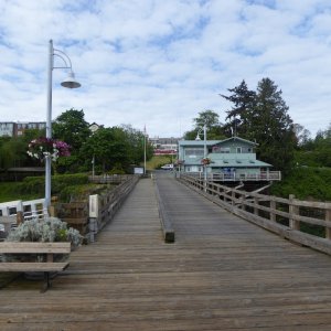 Looking up the pier towards the marina office