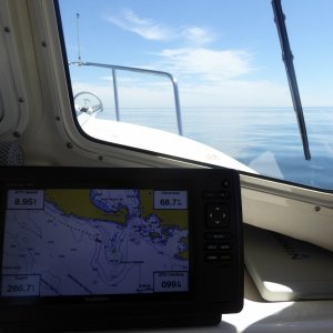 A glass-smooth Strait on Monday afternoon