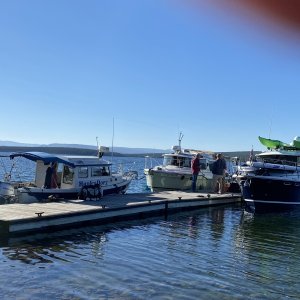 Our CD 22, Bill?s Ranger 23 & Dan?s Cutwater 28 at the Eagle Bay dock
