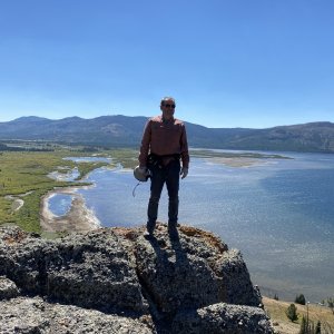 Overlooking the Southeast Arm up the Thorofare Valley & the entrance of the Yellowstone River into Yellowstone Lake