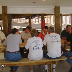 Anne & Doug Baxter with the New shirts and old shirts.