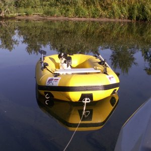 Baxter in Dinghy - Priest River - 8-22-07