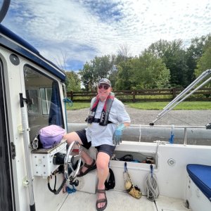 Colby holding C-Traveler on the Lock wall