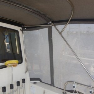 Media 'before hosing' in album 'berth with topper from amazon.com.  Marinebeam 18-LED lights.  Cabin 9 white, 3 red LED provide what E calls "that New Amsterdam Bordello effect" for when you want that.'