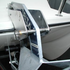 A half inch diameter Pit Pin to secure Delta anchor. Incidently, Delta doesn't hang up on trailer when launching..