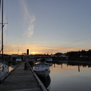 Media 'Sundown at Comox visitor dock' in album 'Waiting out the winds, again. This time from peaceful Schooner Cove Monday morning.'