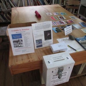 Table where you can buy postcards to support the PTA!