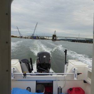Friday night departure 7:30 PM. Bridge construction underway but fortunately it was open.