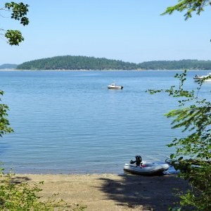View from beach at Hope Island May 30, 2015.  The 16 Angler is always the smallest boat in the harbor.