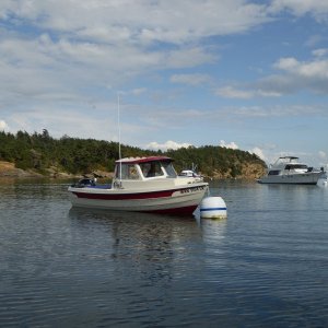 The C-Dory 16 is always the smallest boat in the harbor and therfore draws lots of curious looks from the passing yachts.