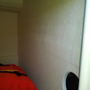 Media 'Hole cut between locker & hot water compt allows air flow to stop mildew.' in album 'Sea Wings Transom Wedge'