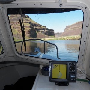 Depths were 10 feet and required some reading of the river to determine where the channel might be.  You can see on the chart plotter that I am beyond the blue "navigable waters" shown on the chart.  I continued on 3/4 of a mile.