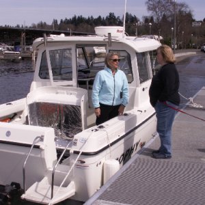 Vicki Anderson and Patty Anderson at 40th Street Boat Launch 4-4-09
