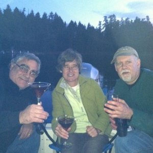 Pat, Stacy and Jan - Sundowners at Andrews Bay 2-5-`1