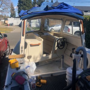 Ended up removing the front bulkhead for access, had to cut back the bottom side of the deck about 4 inches or so around the hatch opening to access all the damaged coring.