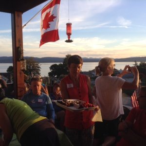 socializing on Ron & Anne's deck - awesome evening