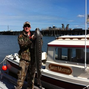 sturgon on the columbia.
we are definately not taking him again!