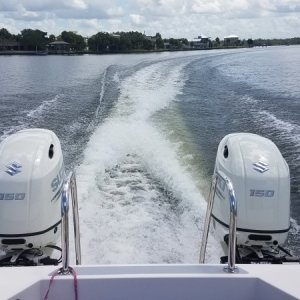 Surprised at how little noise the new outboards make.
Easy conversation in the back, even sitting right next to them.
Inside with the door closed is amazingly quiet.