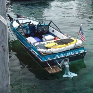 The Sea Beagle! 1987 Glasstream 152 Tempest vith Volvo Penta 4 cylinder. We completely restored this boat.