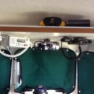 VHF and UHF radios. Center mirror