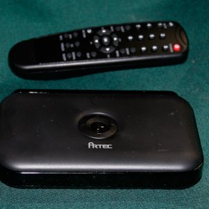 Arctec Pro-Digital-converter with remote: I selected this converter because of its small size and ability operate directly from 12V power. When off, it operates in analog mode and when on, simply tune the TV to CH 3 and let the converter do the tuning. I pick up 10 stations in clear digital from my home port vs 4-5 stations from my rabbit ears.