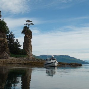 Chimney rock by Port Fredrick very near Neka Bays
