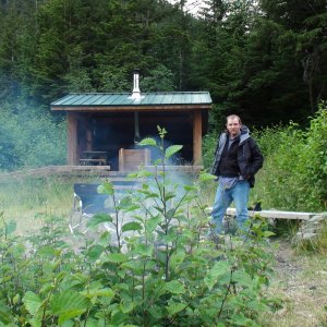 Jay in front of the Bohemia shelter