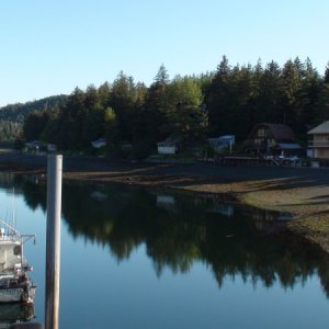 Port Alexander town beach front and dock