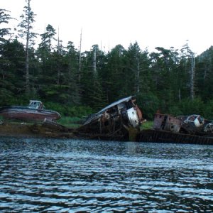 Port Alexander inner harbor boat graveyard