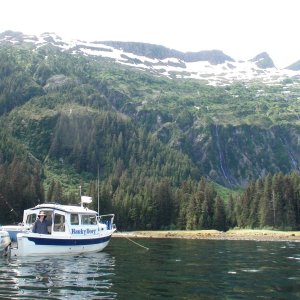 Lunch stop in small bit near south end of Nelson Bay, Baranof Island.