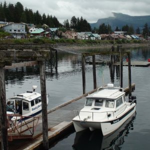 At the Hoonah grocery & Hardware store dock with the Tootsie Cat