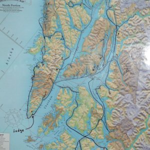 South end of Admiralty Island center of photo with Baranof to left with Port Alexander and Cape Ommaney at south end.  Chichagof Island due north of Baranof Island