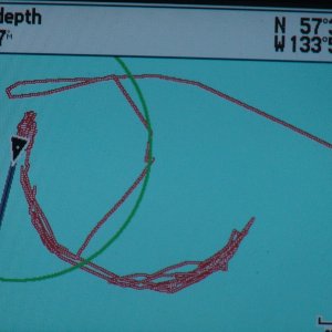 tracks of Hunkydory at anchor