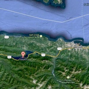 Media 'Lake Cresecent, WA.  Pointer in approximate location of Storm King ranger station.' in album 'Lake Cresecent, WA.  Pointer in approximate location of Storm King ranger station.'