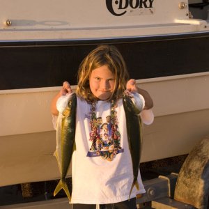 Firecracker yellowtail. Her first Baja catch -- turned into a big tray of fish tacos in a downtown Loreto restaurant. Plenty for  the whole family!