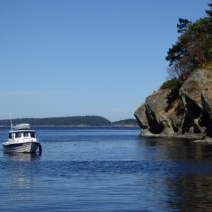 Brock arriving at Matia, just back from his Week-long Gulf Island adventure