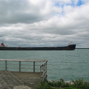 Ships go by Lime Island close in - both directions