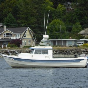 A 22' Classic moored off of Bainbridge Island