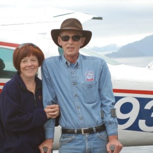 Gene & Margaret flying to Elfin Cove