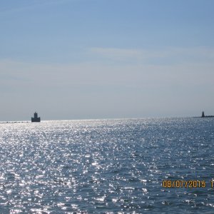 Harbour entrance - looking out at breakwalls.