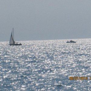 The stickboat and the stinkpot cross courses.