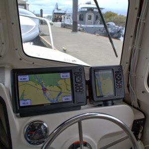 Media 'Back at the marina. 92 nm on this trip (including Stuart Island in a separate album). Now at 363 hours on the Merc 90.' in album 'Arriving at FH at 8AM Friday morning, May 10th, after a smooth crossing from Reid Harbor.'